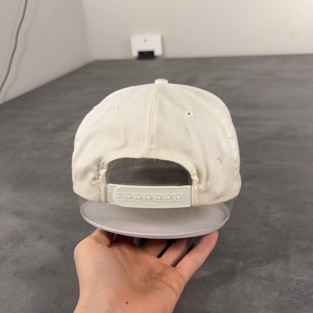 80s Otto Sea Jaguar Trucker Hat Mens White Yellow Scrambled Eggs Rope Snapback - Picture 4 of 6